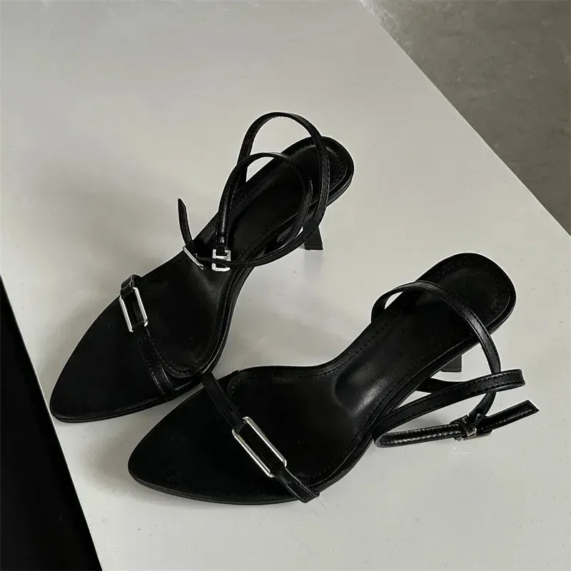 Ankle Strap Sandals Pointed Toe Stiletto Heels