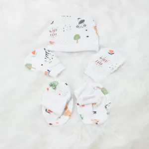 Baby Animals - Cotton Cap, Mittens & Booties Set
