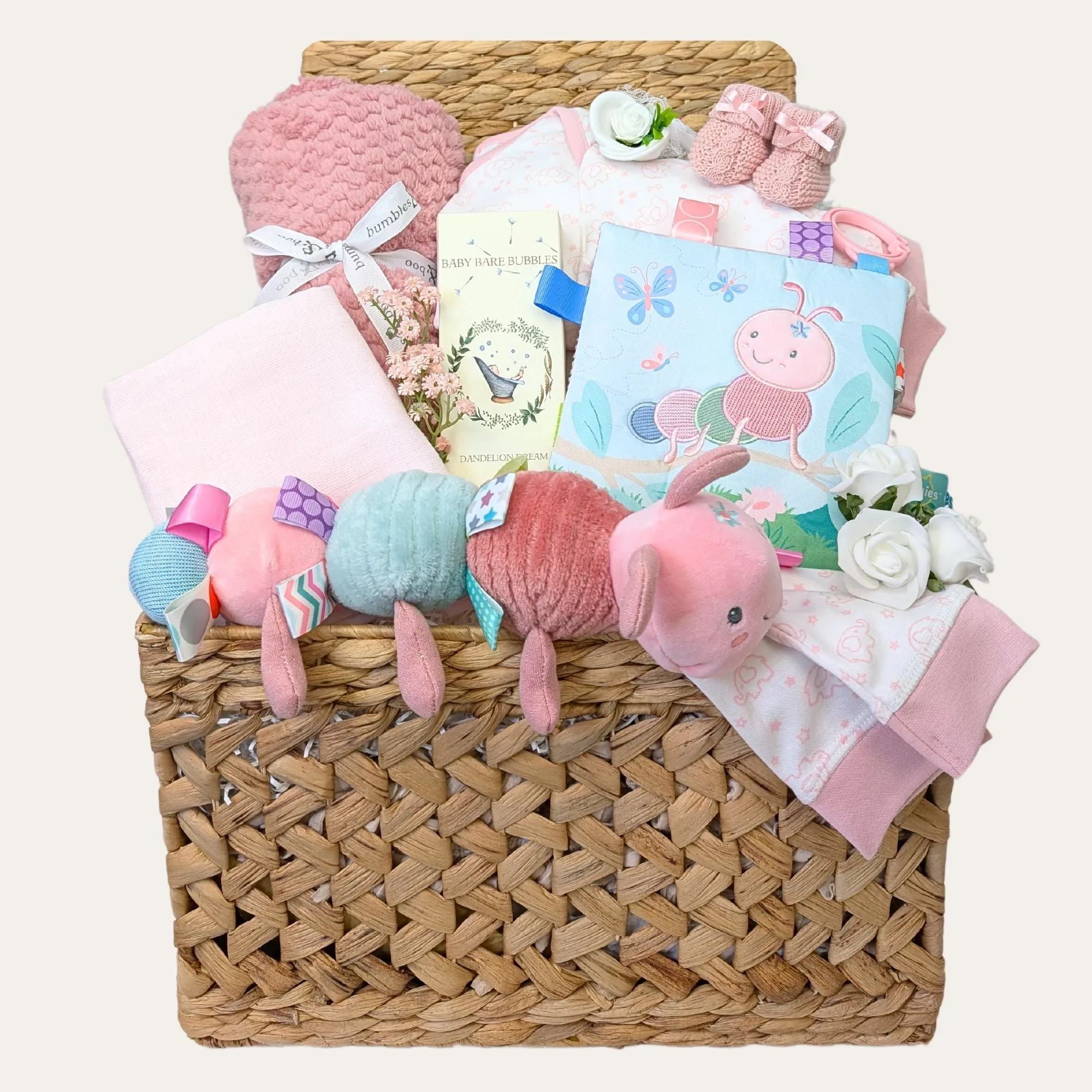 Baby Girls Gift Basket, Charming Camilla Caterpillar & Sleepy Time Pyjamas