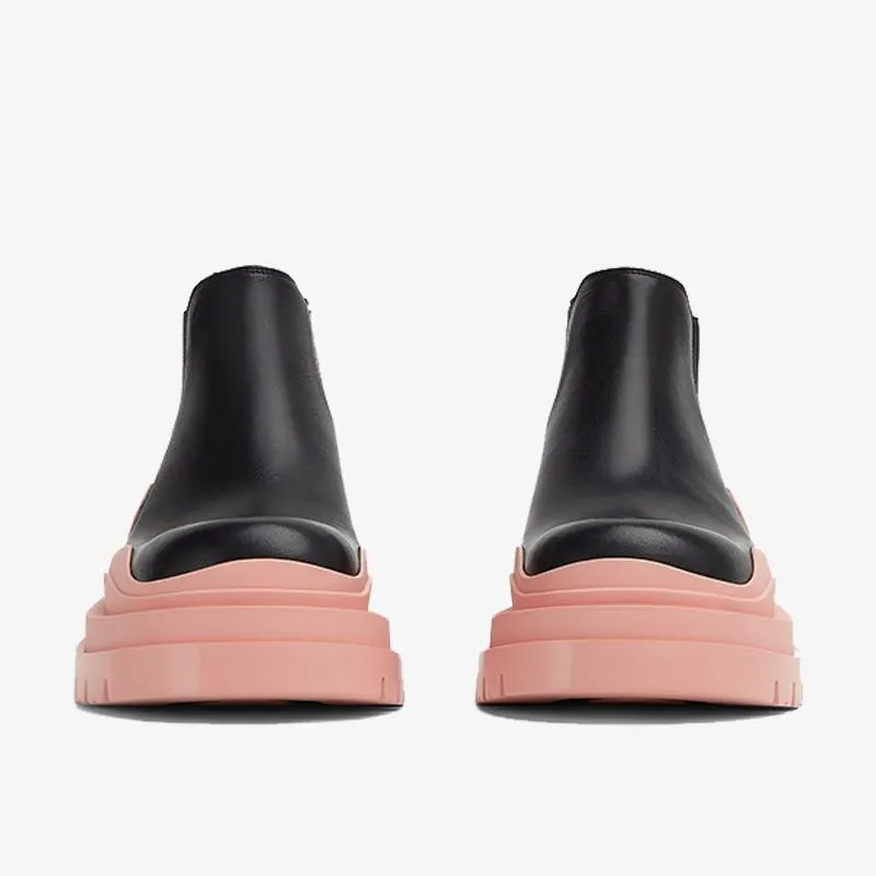Black/Pink Cropped Chelsea Boots