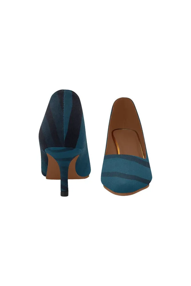 Blue Zebra Women's Pointed Toe Low Heel Pumps (Model 053)