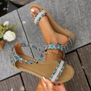 Boho Ankle Sandals – Open Toe Flats