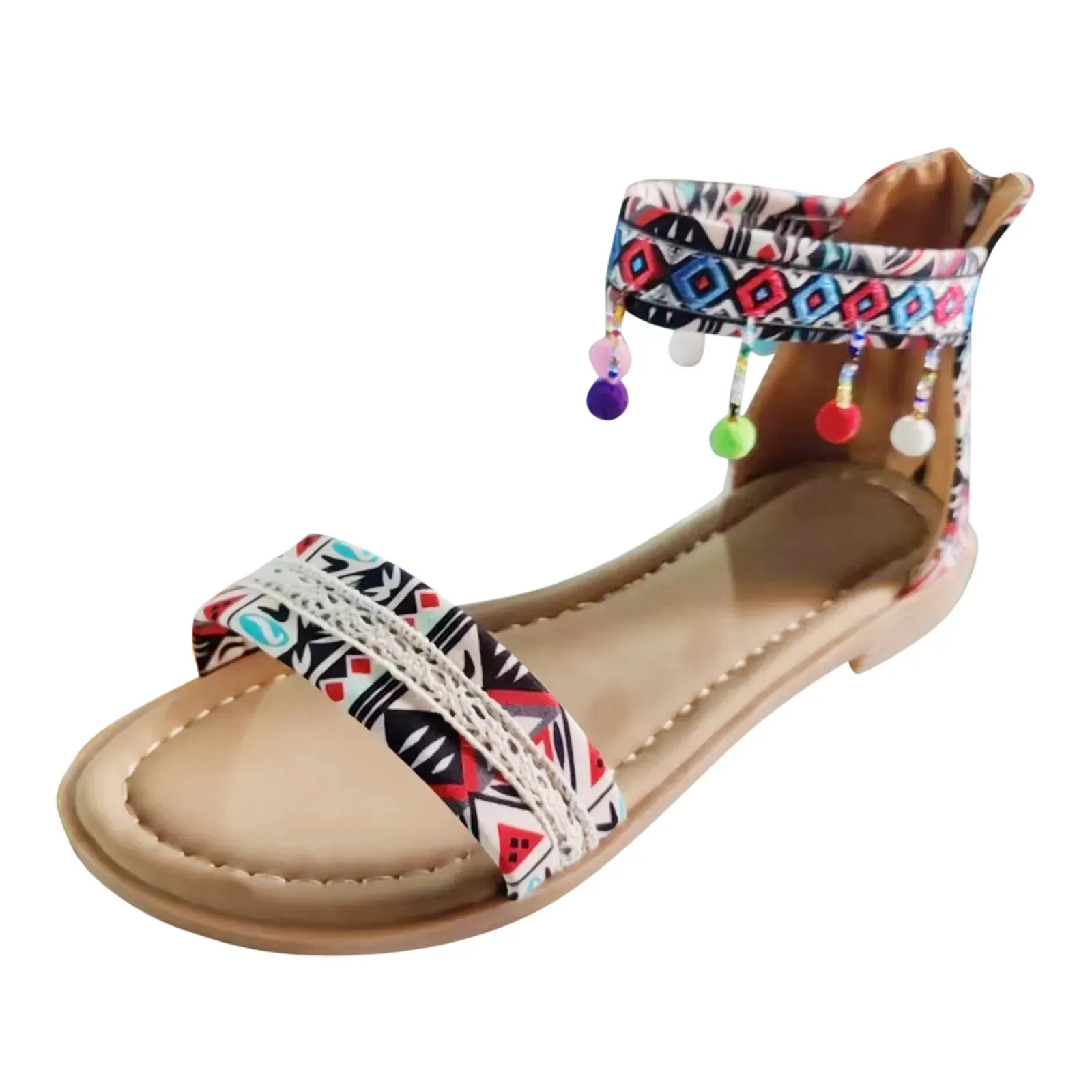 Boho Ankle Sandals – Open Toe Flats