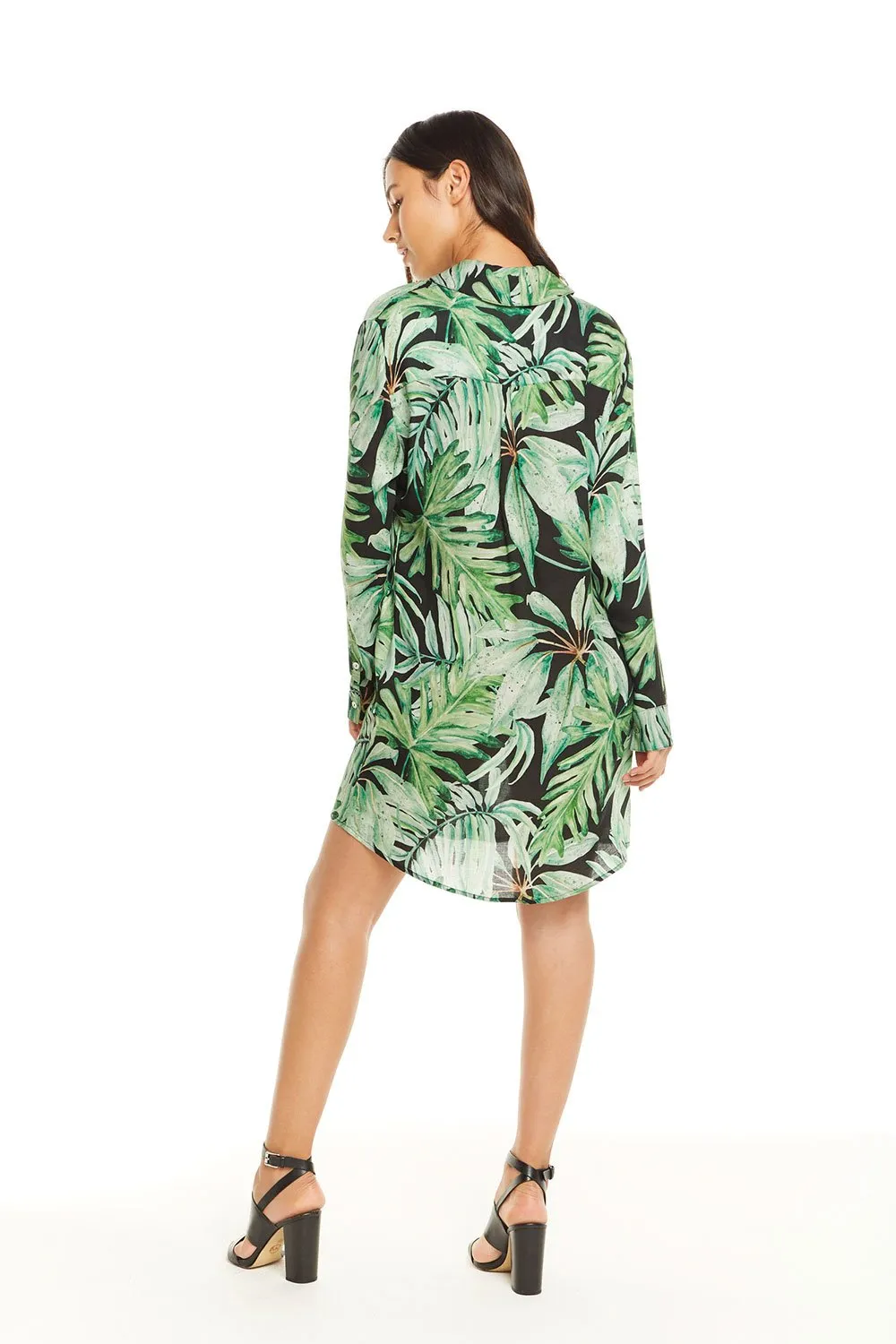 Chaser Heirloom Gauze Long Sleeve Button Down Shirt Dress