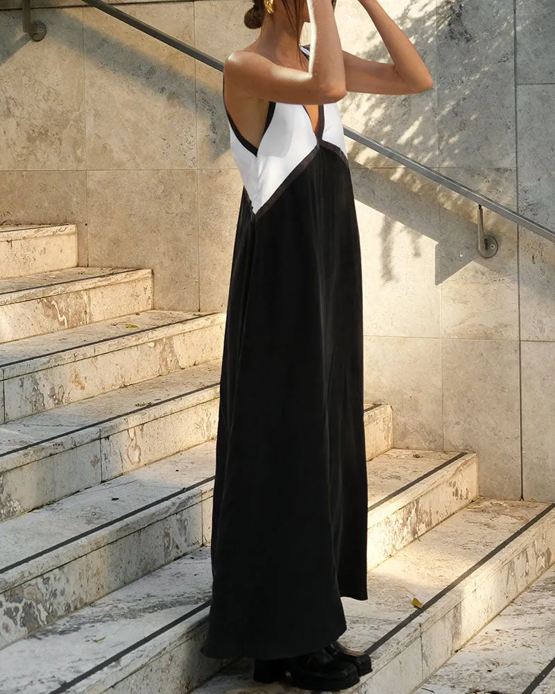 Chic V-neck contrasting dress