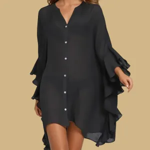 Collette Ruffle Sleeve Cover Up Mini Dress