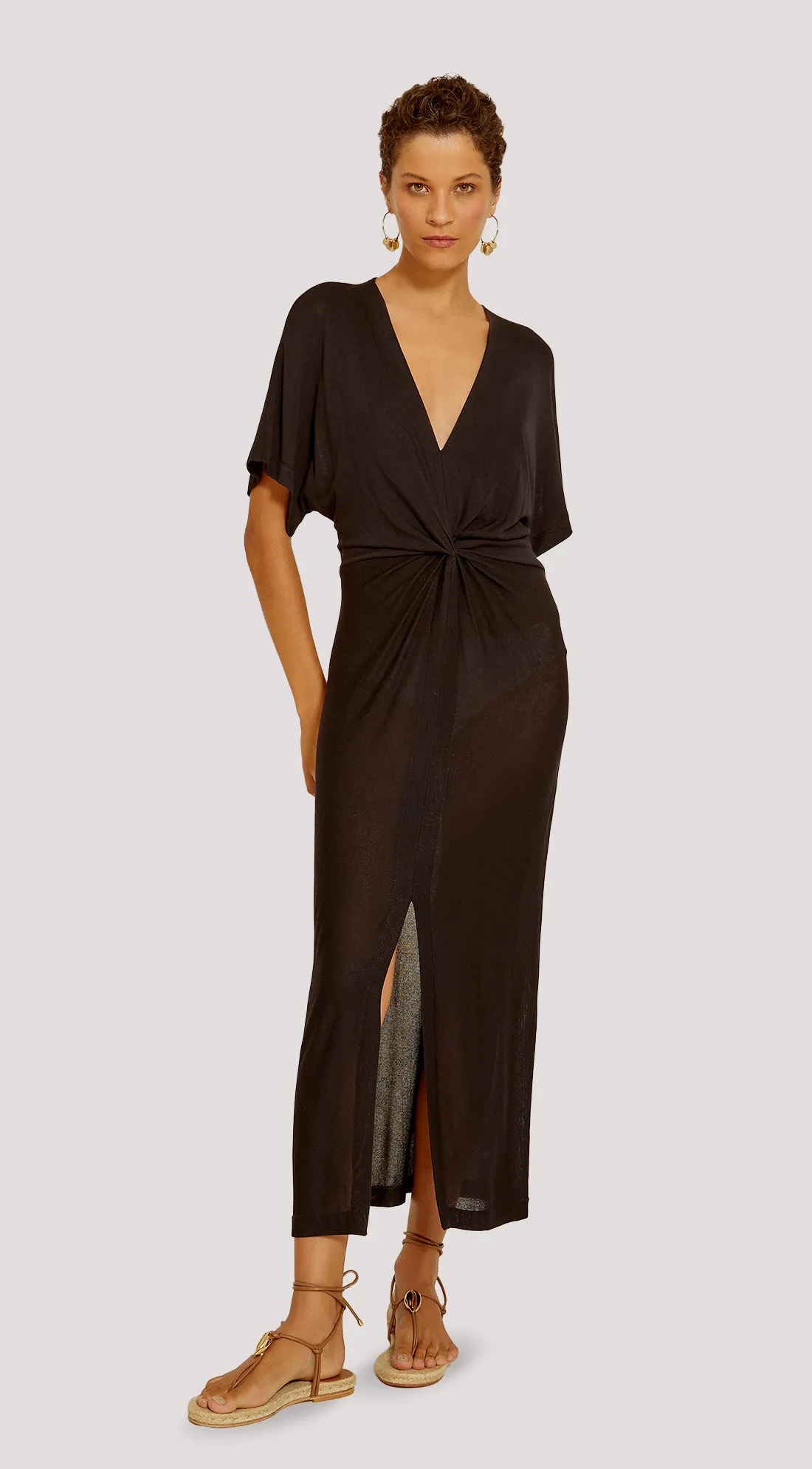 FULL LENGTH COVER-UP WITH KNOTTED WAIST