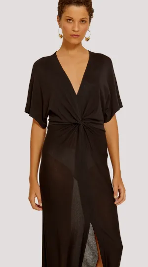 FULL LENGTH COVER-UP WITH KNOTTED WAIST