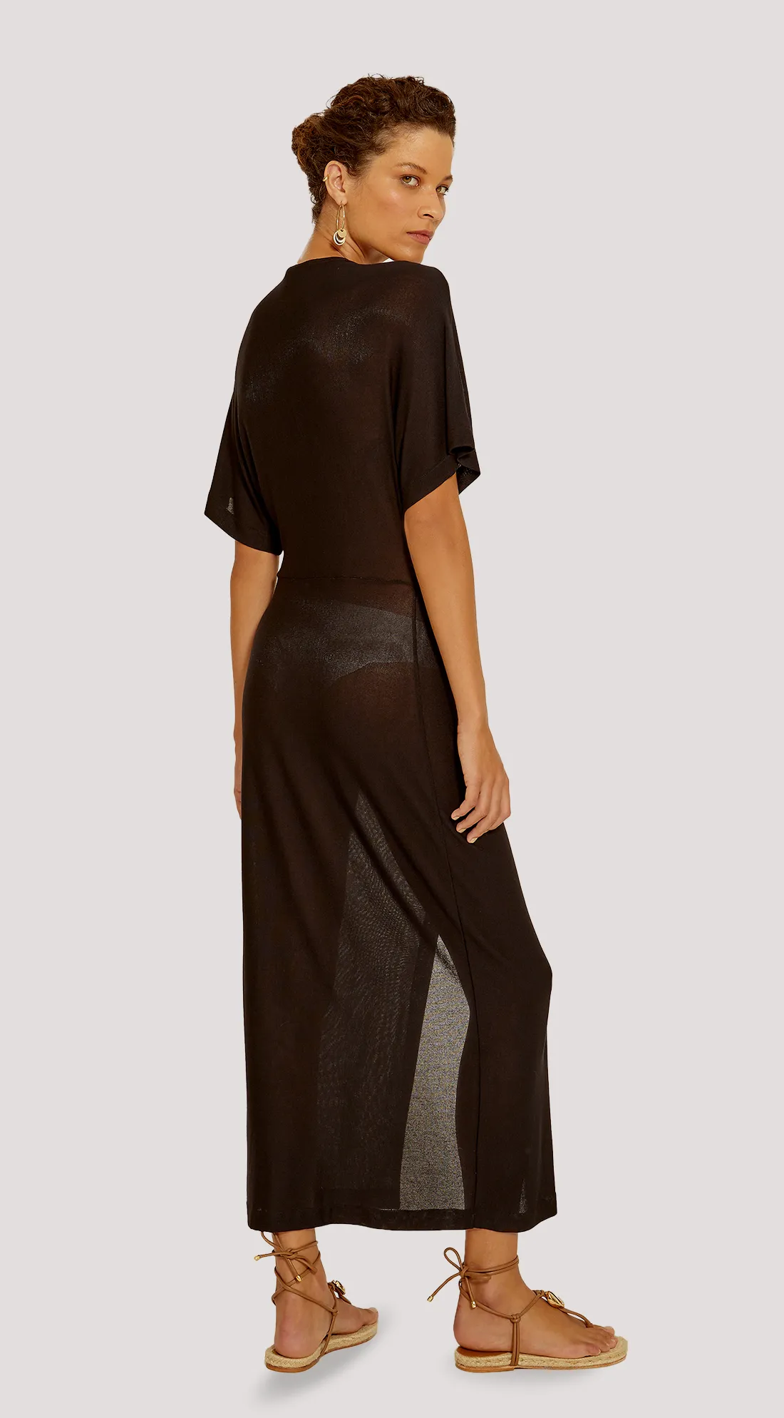 FULL LENGTH COVER-UP WITH KNOTTED WAIST