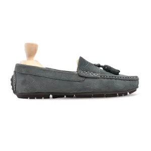 Handmade Custom Grey Suede Leather Driver Mens Loafers