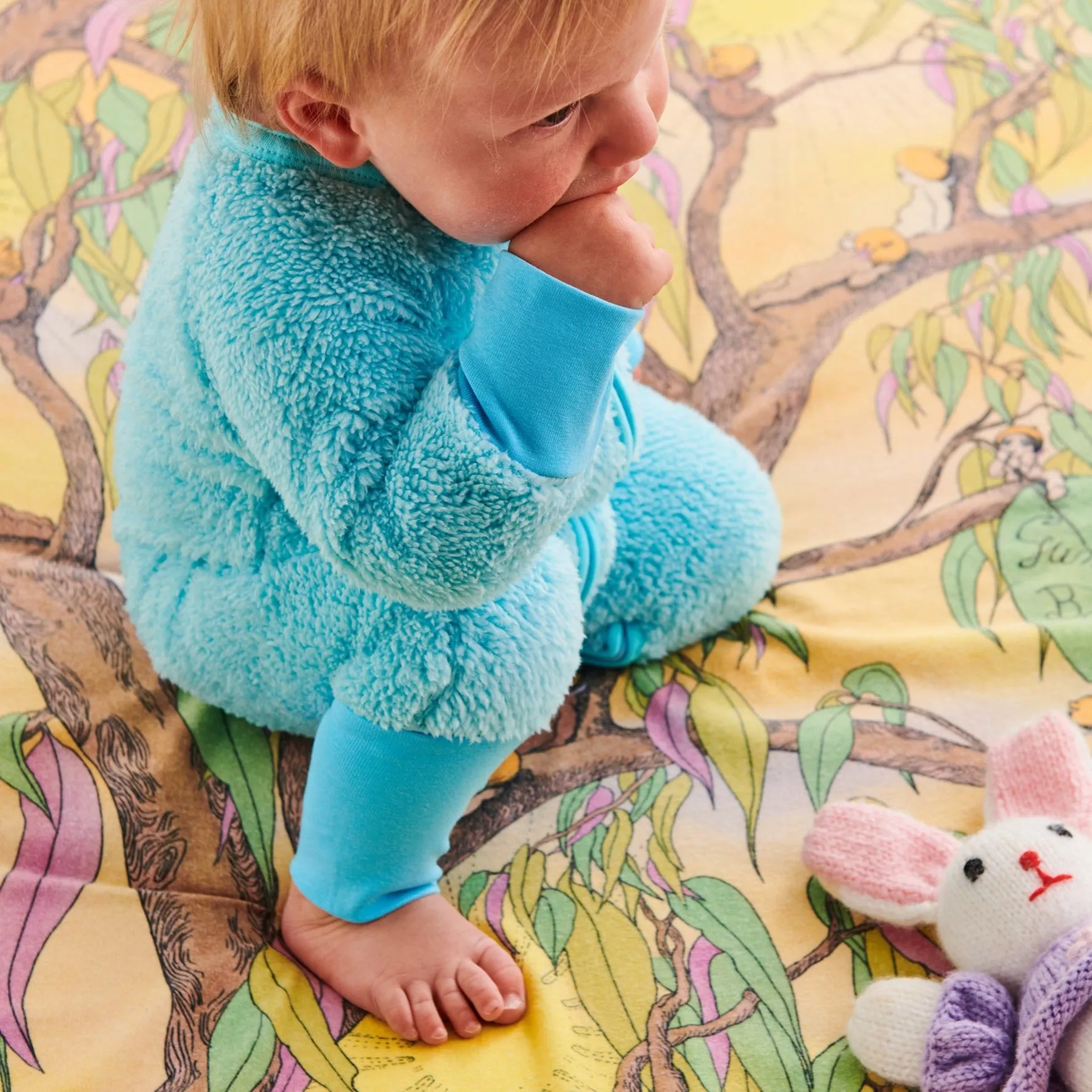 KIP & CO X MAY GIBBS KOALA CUTIE SHERPA LONG SLEEVE ZIP ROMPER