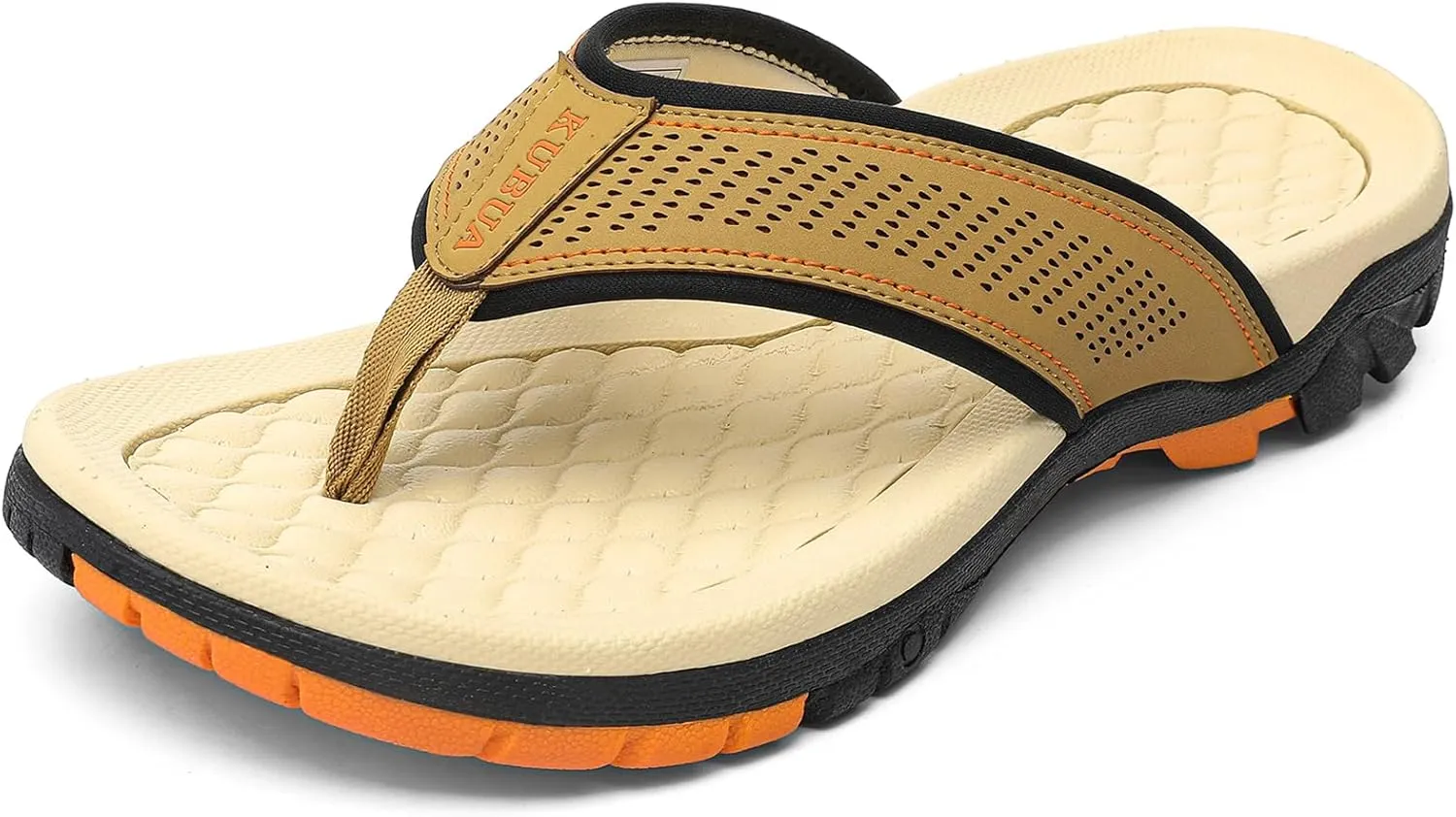 KUBUA Men's Beach Flip-Flops Water Sandals Outdoor Athletic Thong Sandal Slippers