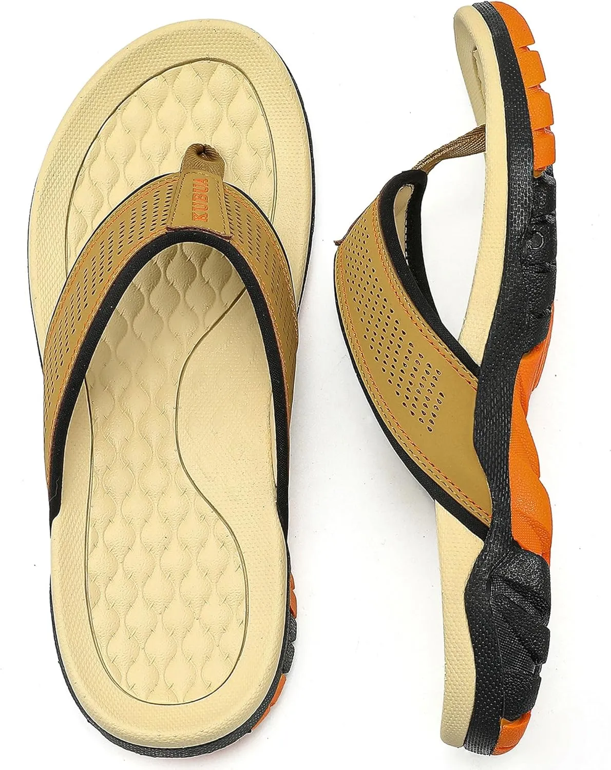 KUBUA Men's Beach Flip-Flops Water Sandals Outdoor Athletic Thong Sandal Slippers