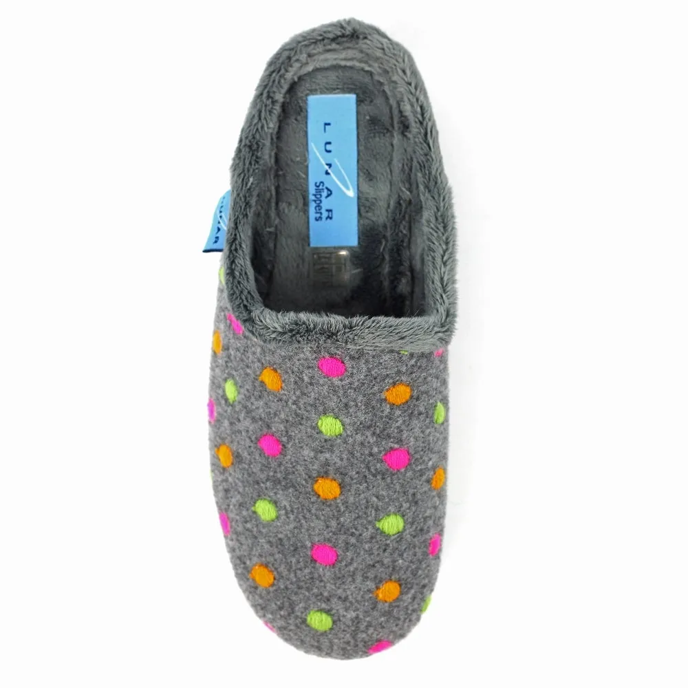 Lunar Women's KLA221 Peanut Mule Slippers Grey