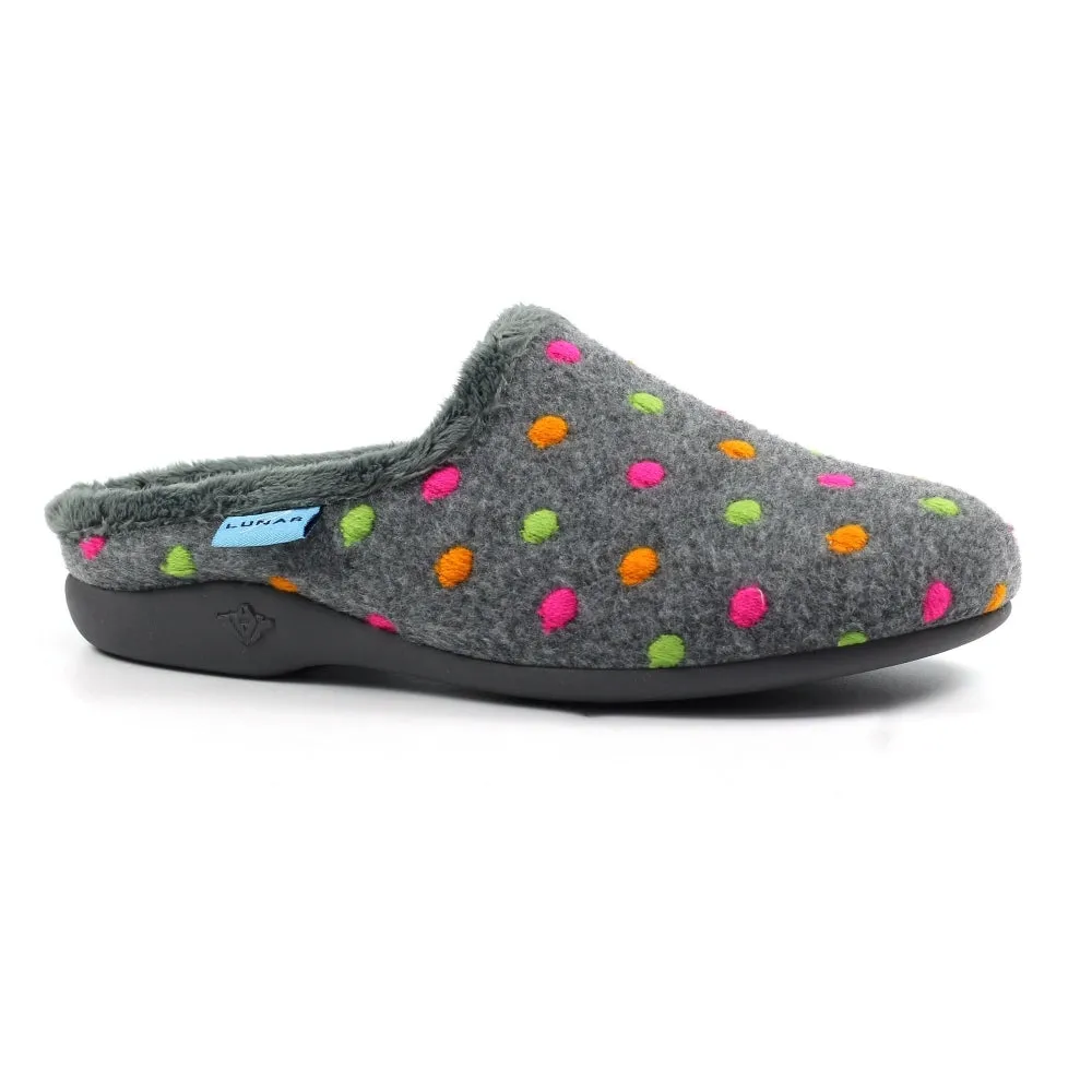 Lunar Women's KLA221 Peanut Mule Slippers Grey