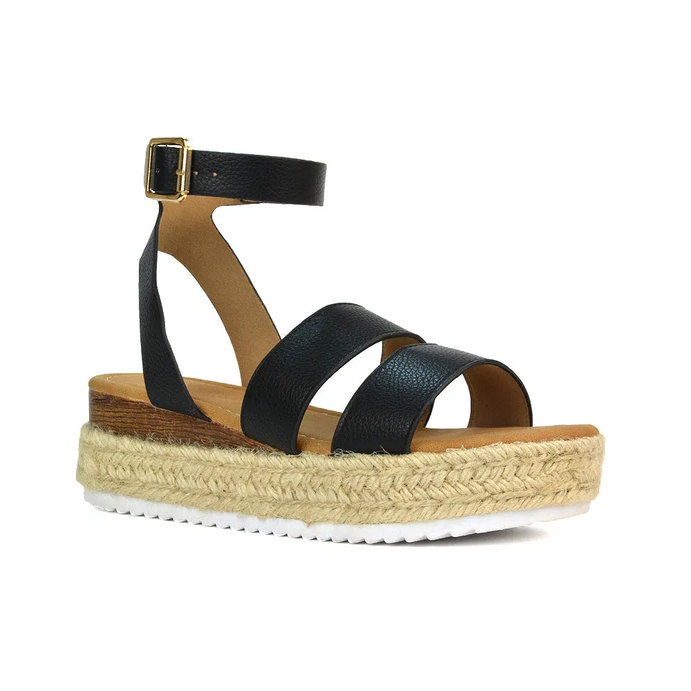 Lyds Flatform Strappy Summer Platform Flat Sandals in Gold