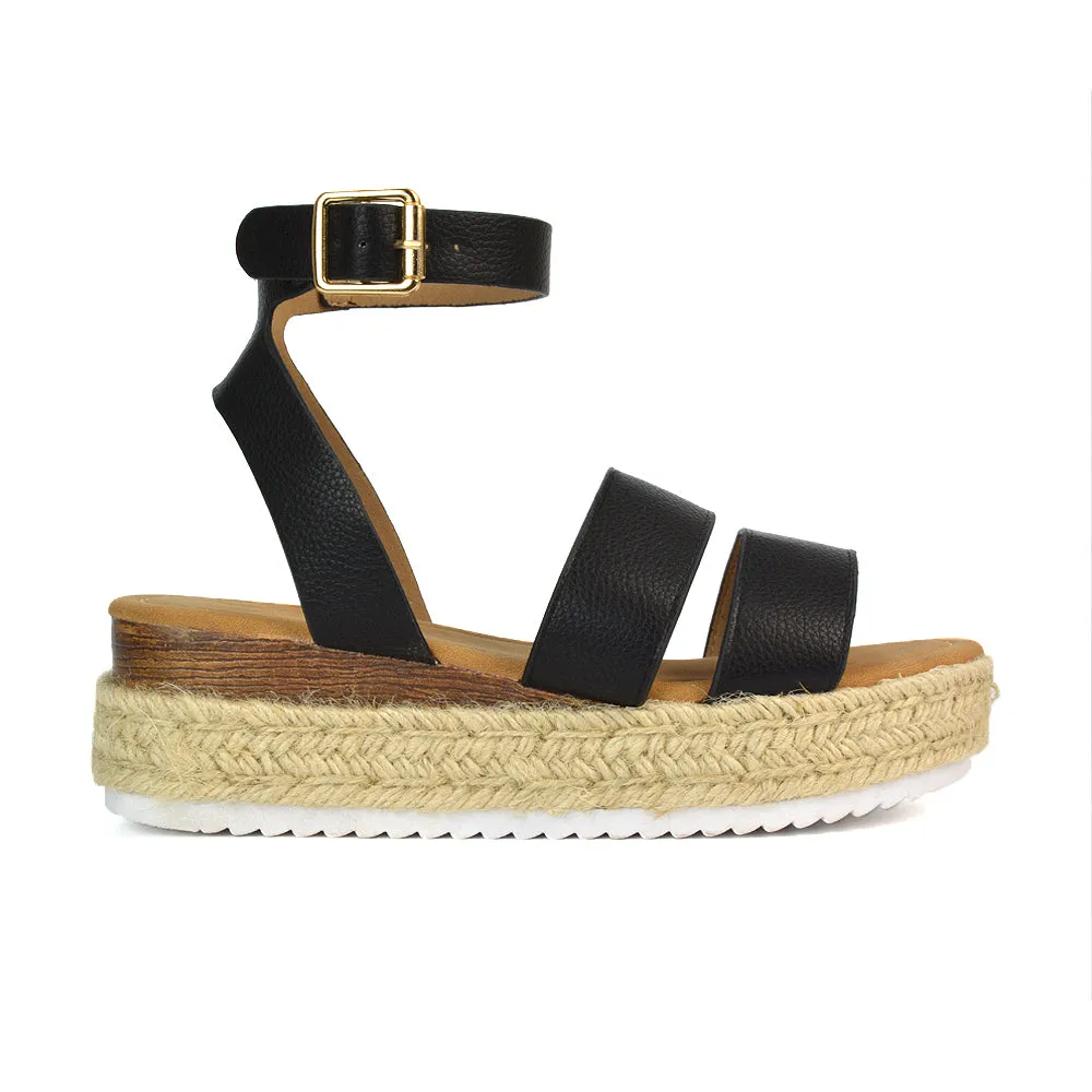 Lyds Flatform Strappy Summer Platform Flat Sandals in Gold