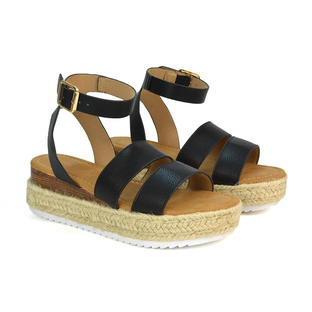 Lyds Flatform Strappy Summer Platform Flat Sandals in Gold