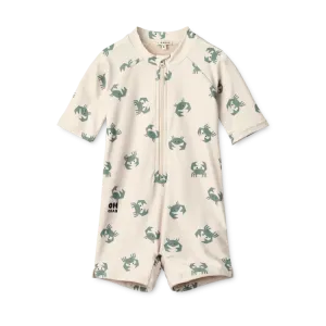 Max Crab Print Short Sleeve Swim Jumpsuit (Sandy)