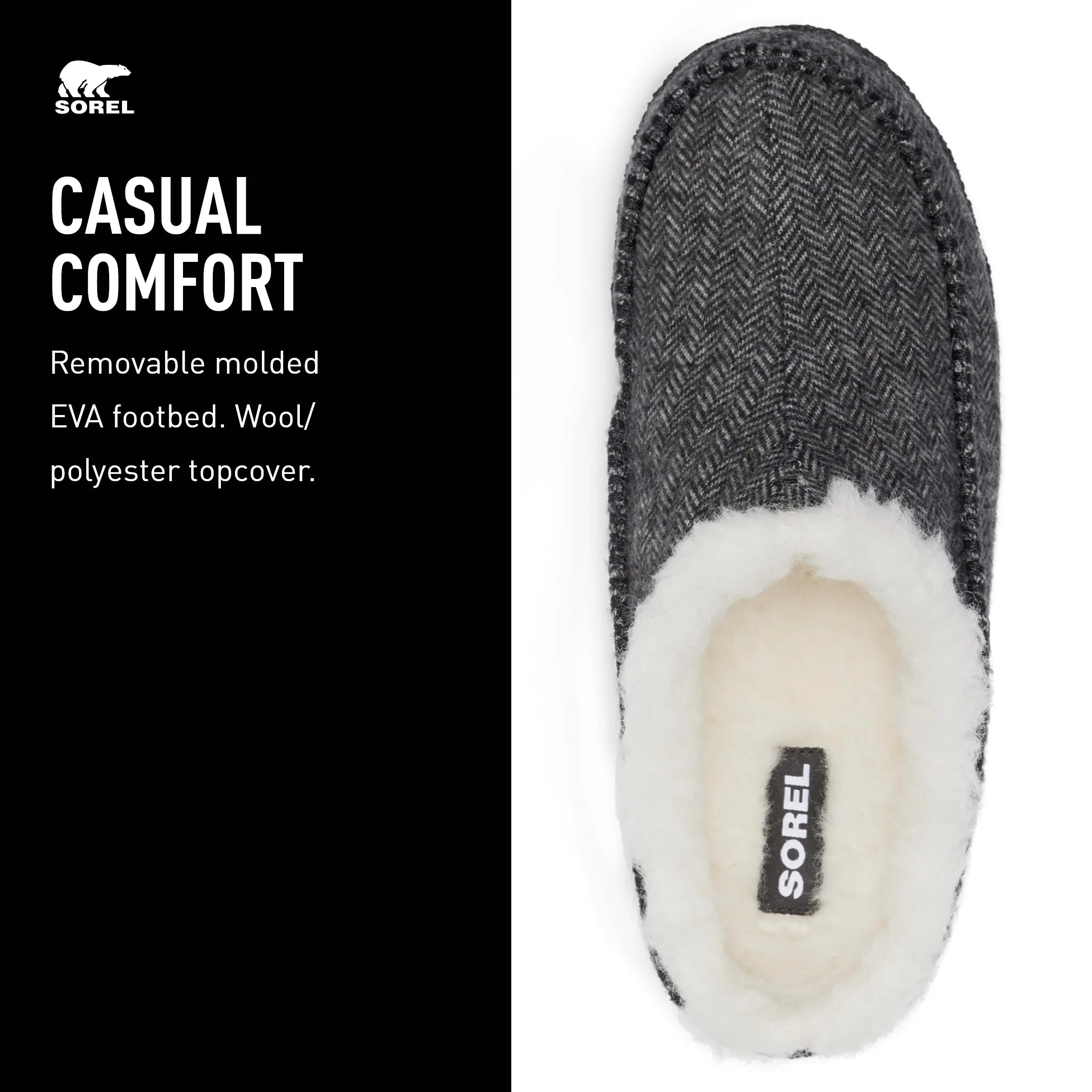 Men's Shoes Sorel FALCON RIDGE II Suede Slippers 2010201028 GRILL / BLACK