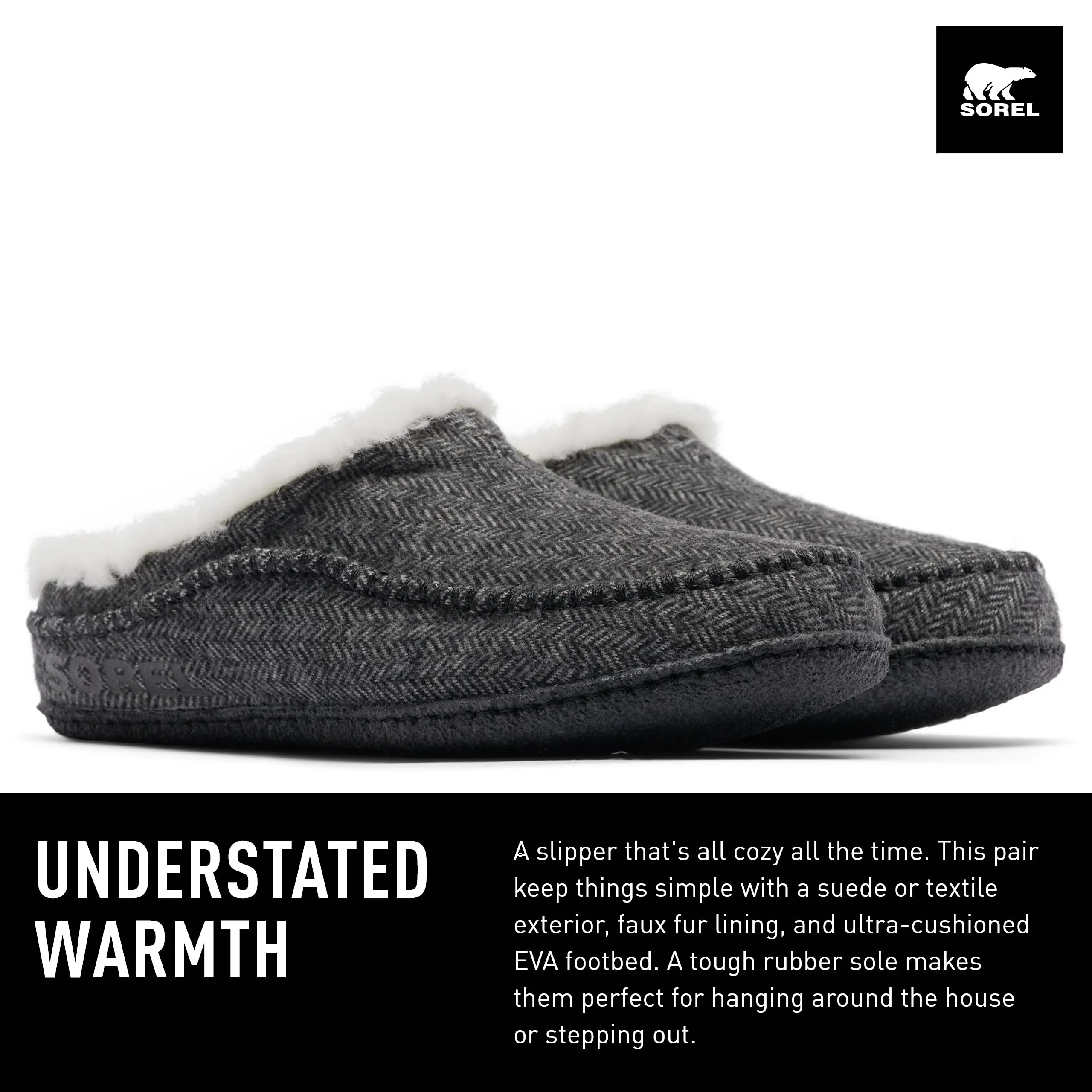 Men's Shoes Sorel FALCON RIDGE II Suede Slippers 2010201028 GRILL / BLACK