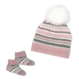 Pink Hat and Booties Set