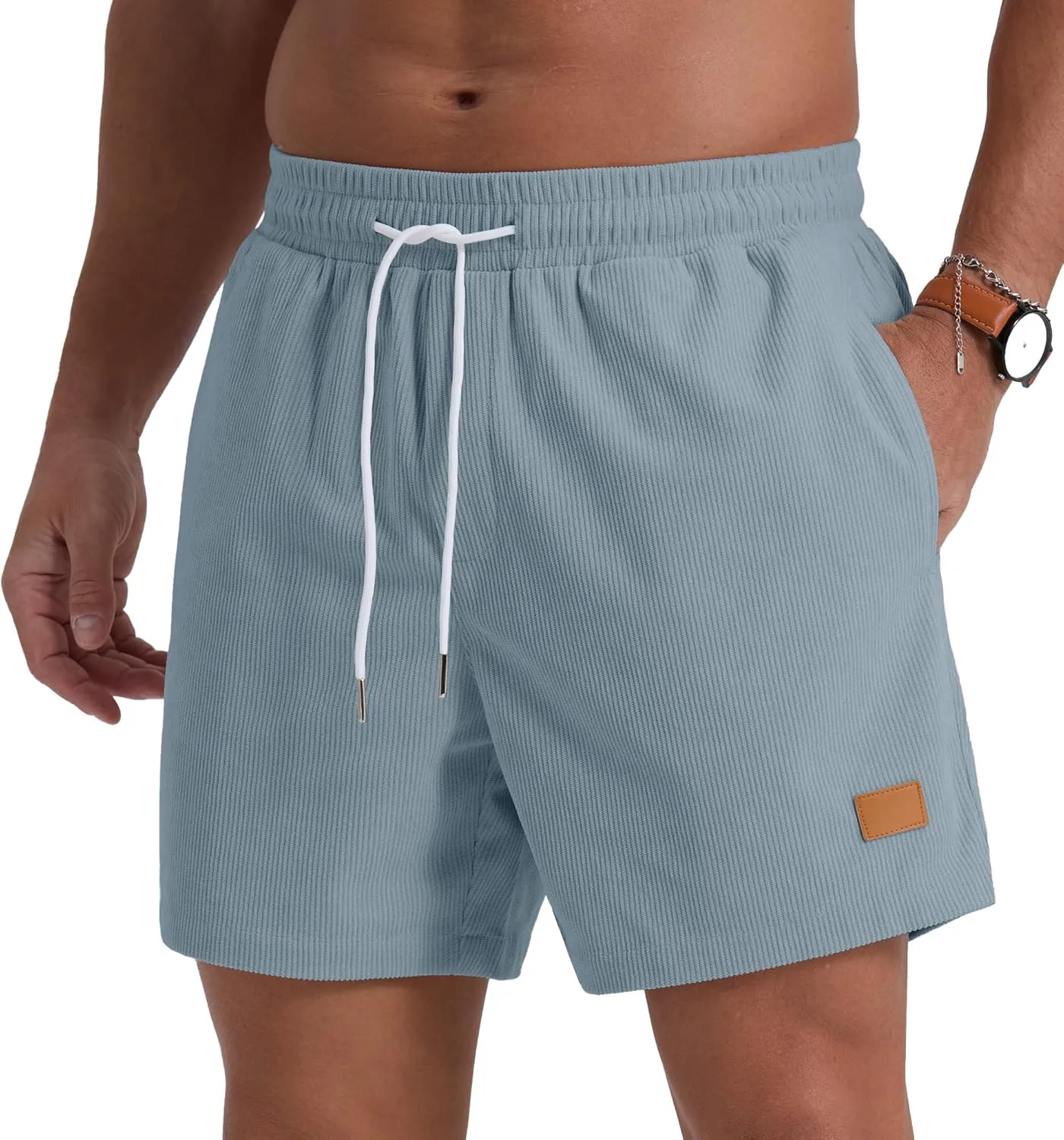 Sailwind Men's Casual 5" Shorts Corduroy Elastic Waist Drawstring Summer Beach Short