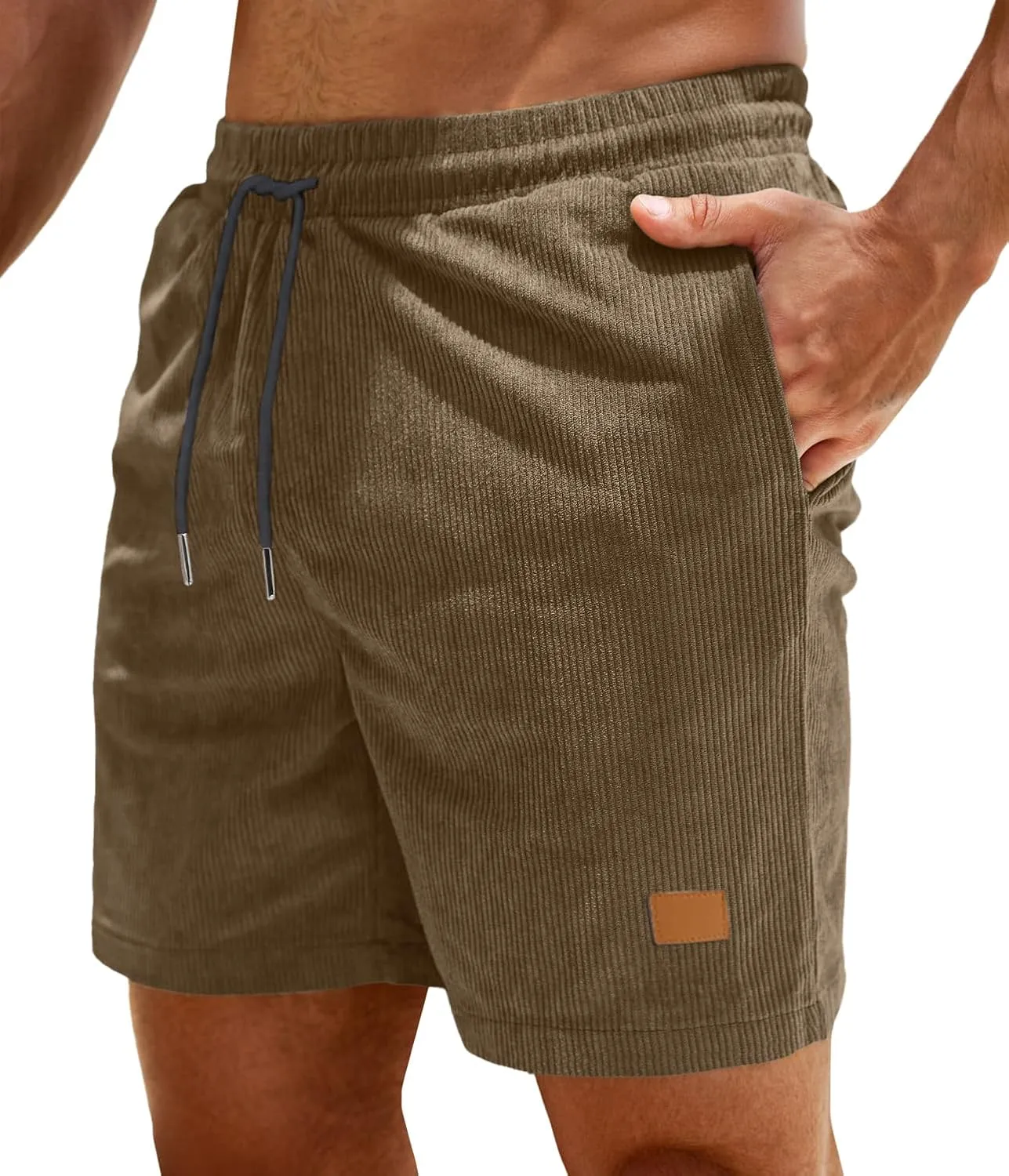 Sailwind Men's Casual 5" Shorts Corduroy Elastic Waist Drawstring Summer Beach Short