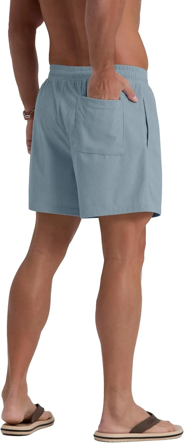 Sailwind Men's Casual 5" Shorts Corduroy Elastic Waist Drawstring Summer Beach Short