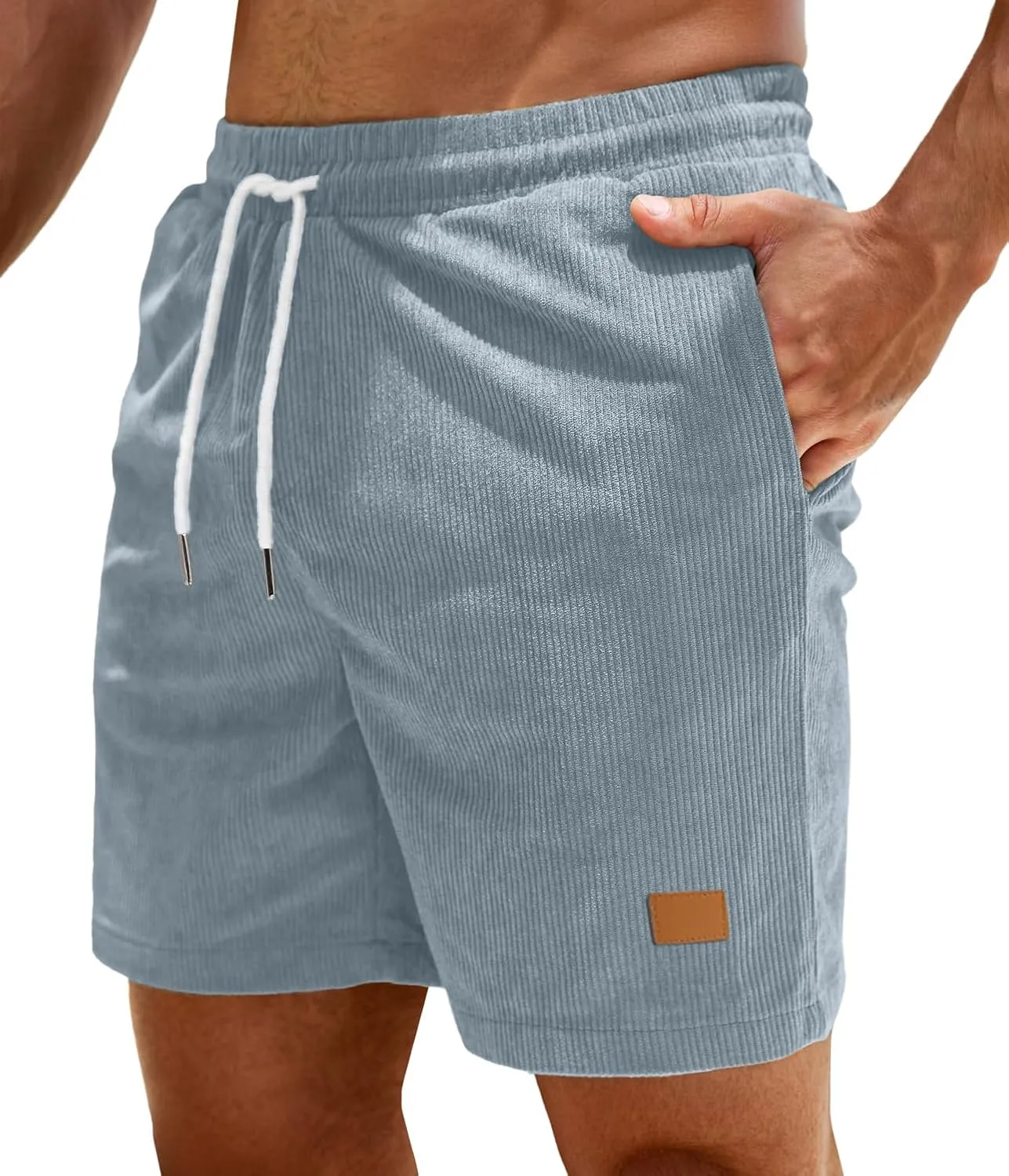 Sailwind Men's Casual 5" Shorts Corduroy Elastic Waist Drawstring Summer Beach Short