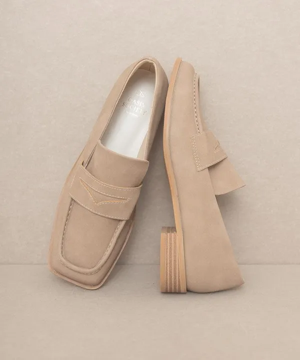Sleek Suede Square-Toe Loafers