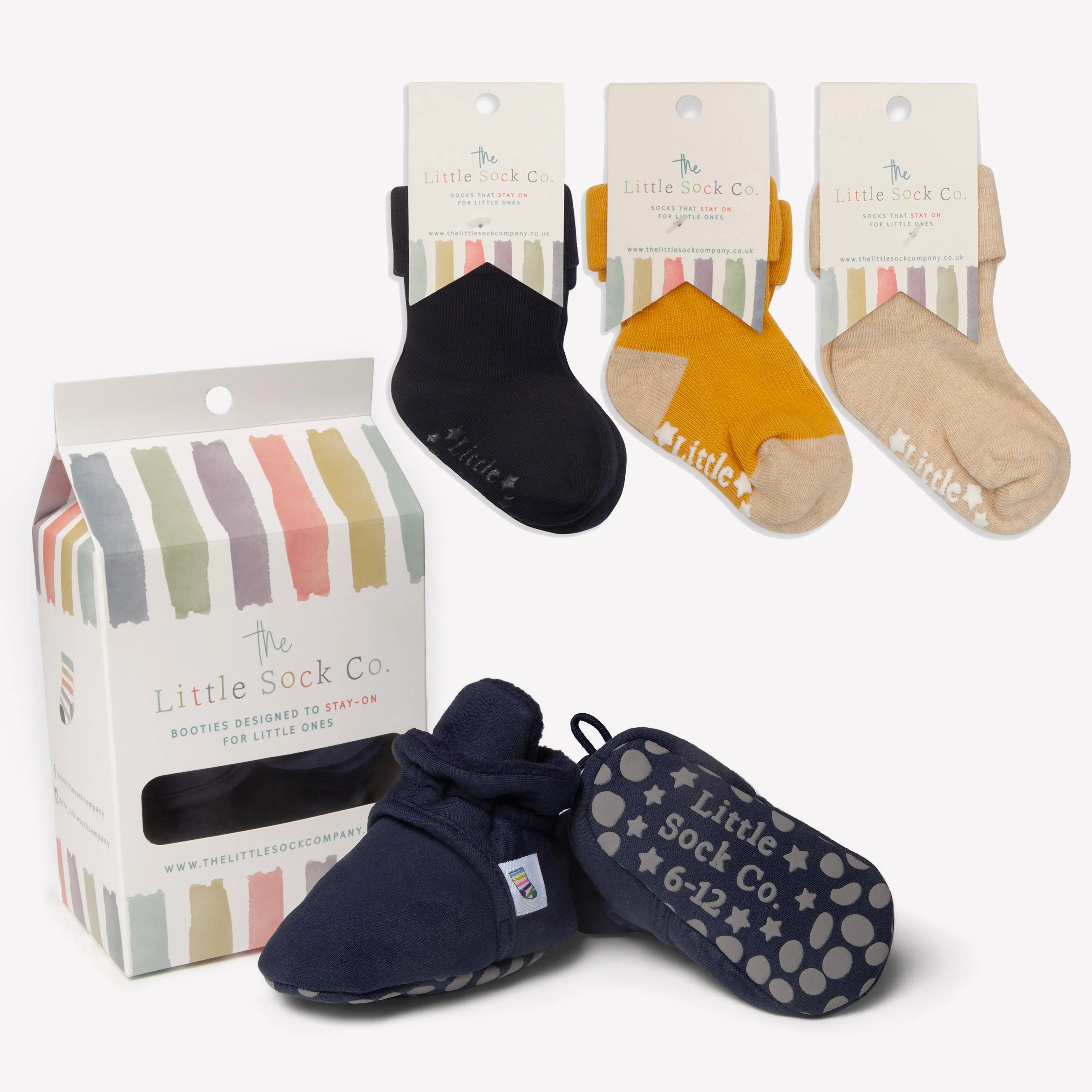 Stay-on, Non-Slip Bootie - Perfect pram Slipper or Baby Carrier boot - Navy