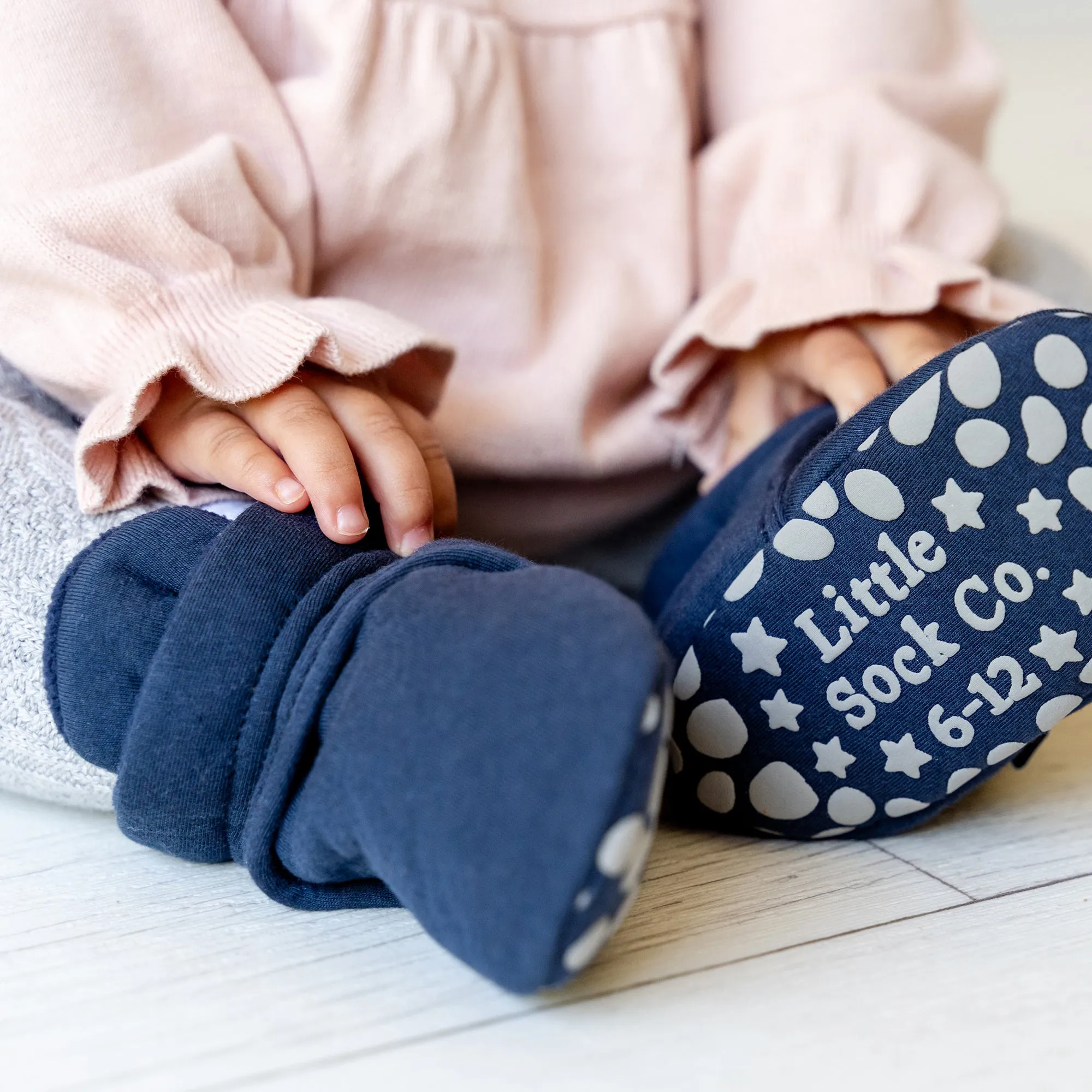 Stay-on, Non-Slip Bootie - Perfect pram Slipper or Baby Carrier boot - Navy