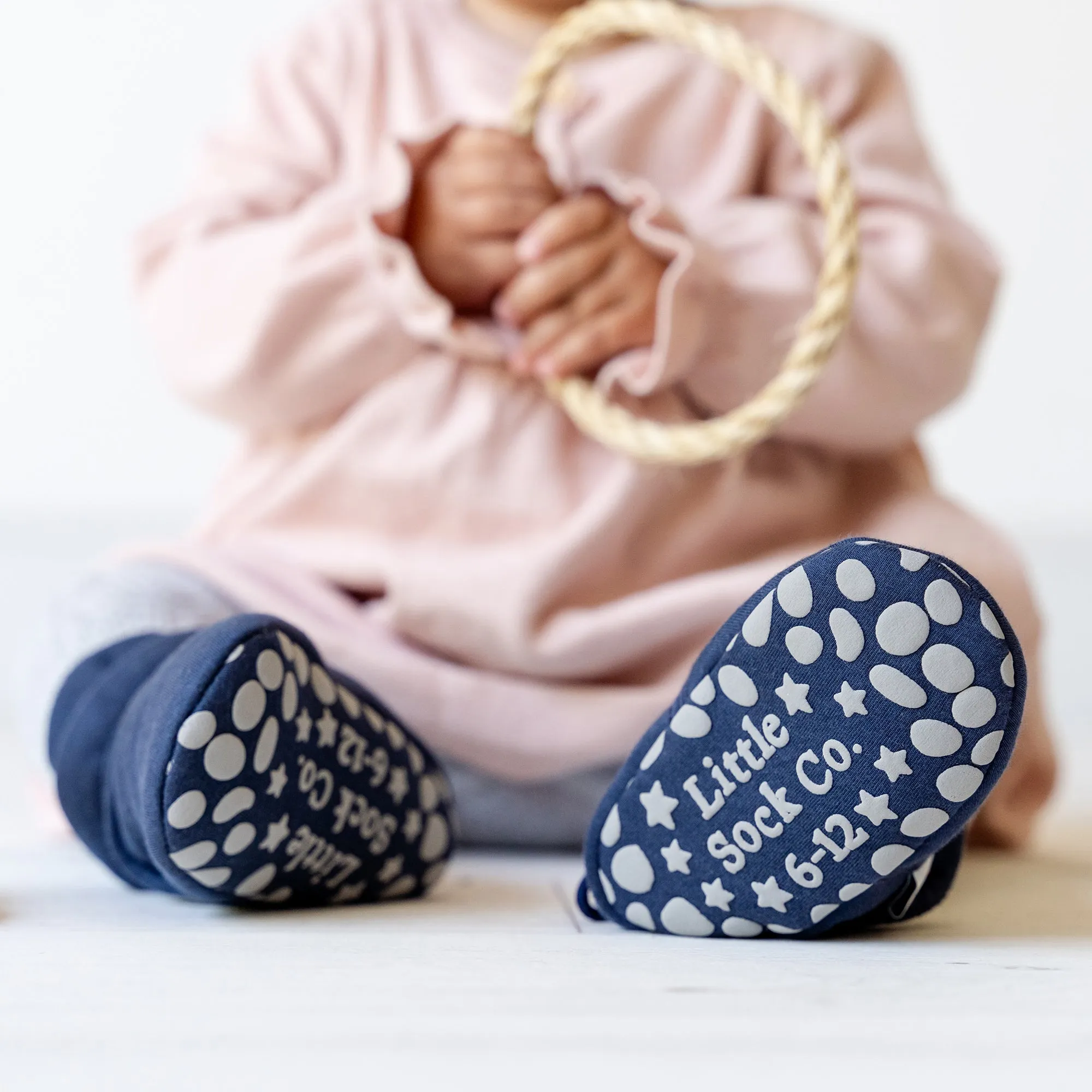 Stay-on, Non-Slip Bootie - Perfect pram Slipper or Baby Carrier boot - Navy