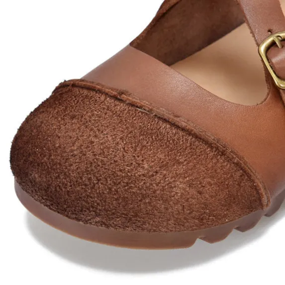 Women's Leather Flat Cross Strap Casual Shoes